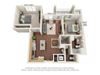 Oaks Landings_3D_2 Bedroom_2E Floor Pan